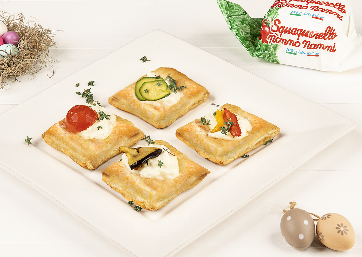 Sfogliatine con Squaquerello e verdure dell'orto