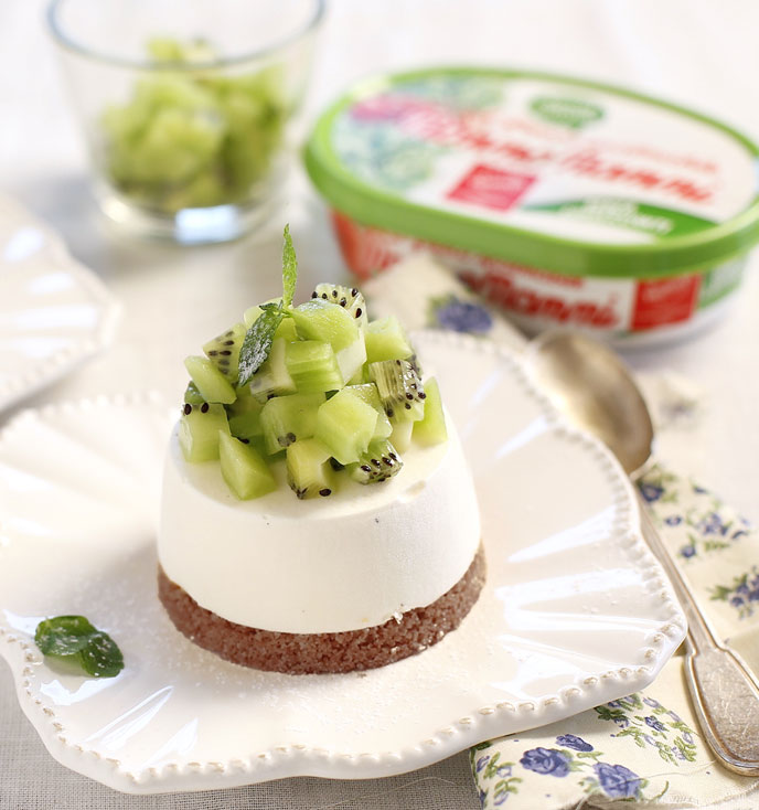 Mini Cheesecake con Fresco Spalmabile senza lattosio e kiwi