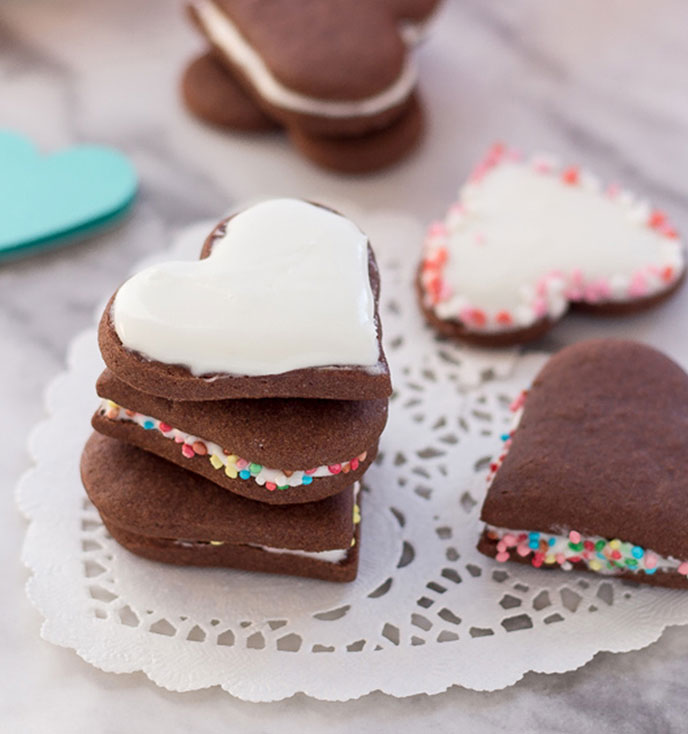 Biscotti a Cuore al doppio Cioccolato e Fresco Spalmabile