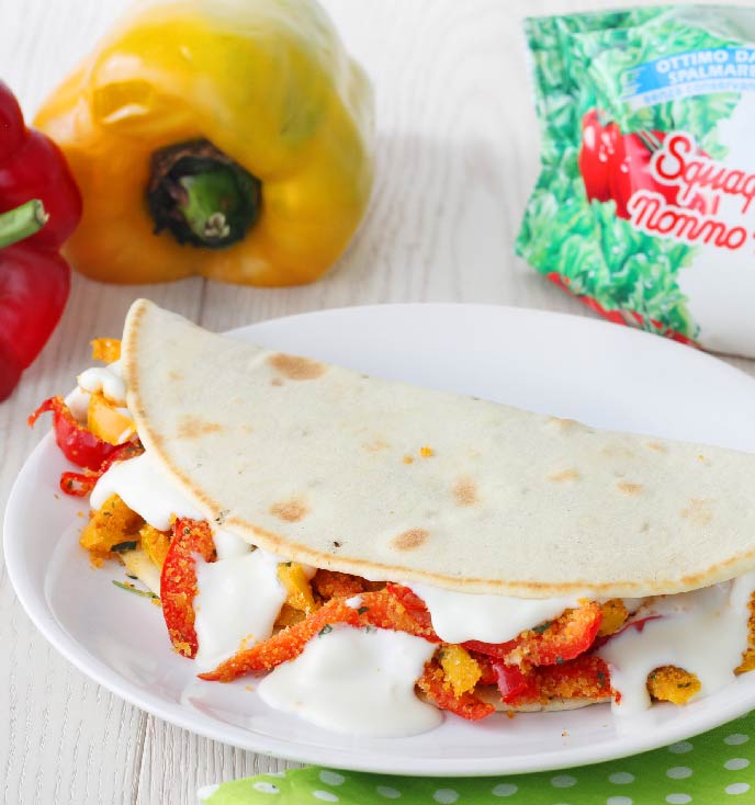 Piadina con peperoni insabbiati e Squaquerello Nonno Nanni