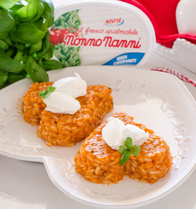 Risotto al pomodoro con quenelle di Fresco Spalmabile Nonno Nanni